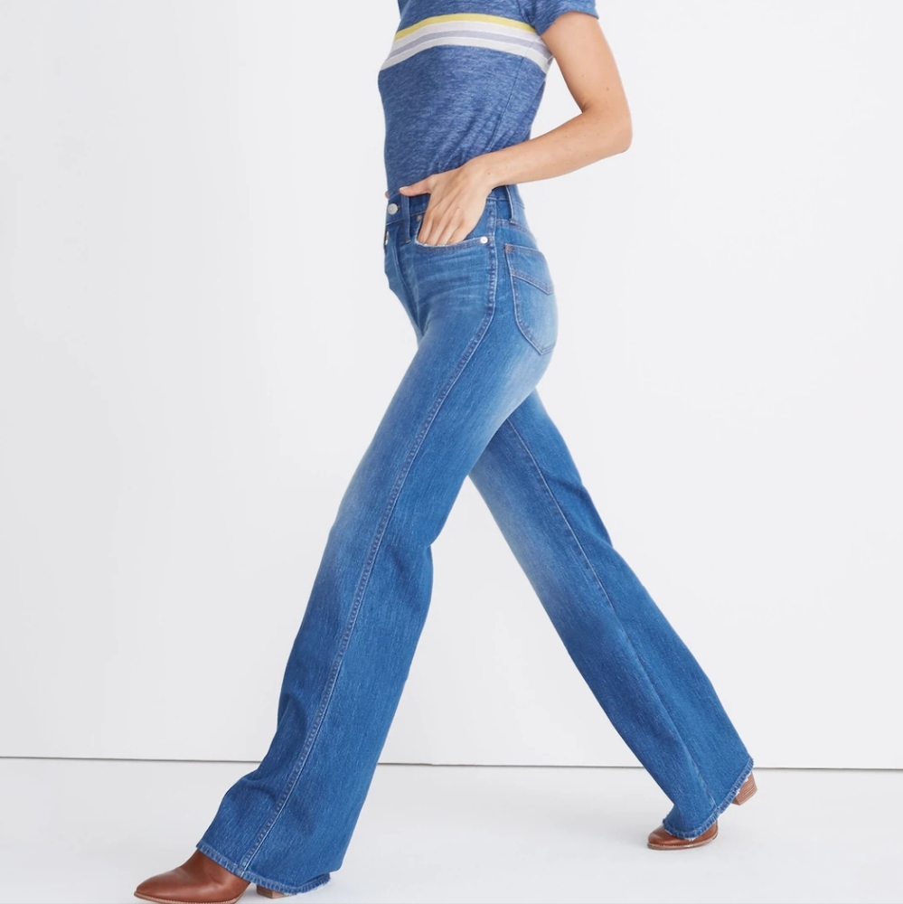 Madewell 11" Highrise wide Leg  Jeans, Blue Denim, 26